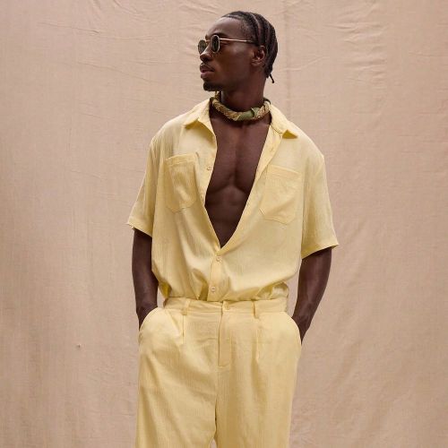 Chemise ample à manches courtes avec boutons et poches, pour le printemps, l'été et les vacances - SHEIN - Modalova