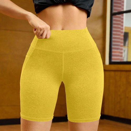 Short de fitness casual taille haute couleur unies, short de cycliste - SHEIN - Modalova