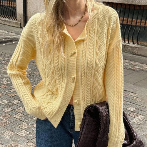 Cardigan ample à épaules tombantes de couleur unie décontracté - SHEIN - Modalova