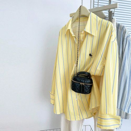 Chemise décontractée de grande taille avec manches longues rayées et simple boutonnage - SHEIN - Modalova