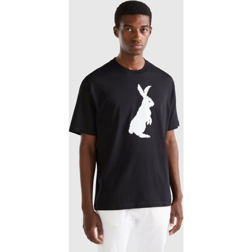 Benetton, T-shirt Noir Avec Imprimé Lapin, taille M, Noir - United Colors of Benetton - Modalova