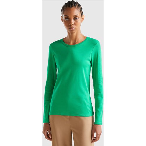 Benetton, T-shirt Manches Longues En Pur Coton, taille XS, Vert - United Colors of Benetton - Modalova