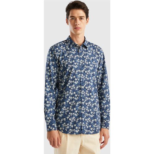 Benetton, Chemise Ajustée À Motif, taille M, Bleu - United Colors of Benetton - Modalova