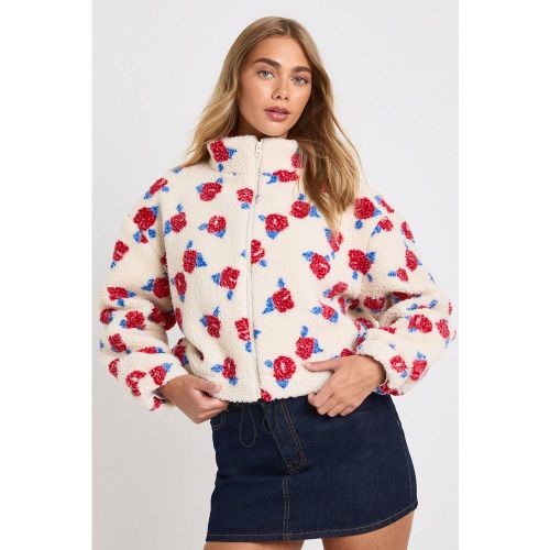 Veste Bomber Teddy À Zip Imprimé Floral - 36 - boohoo - Modalova