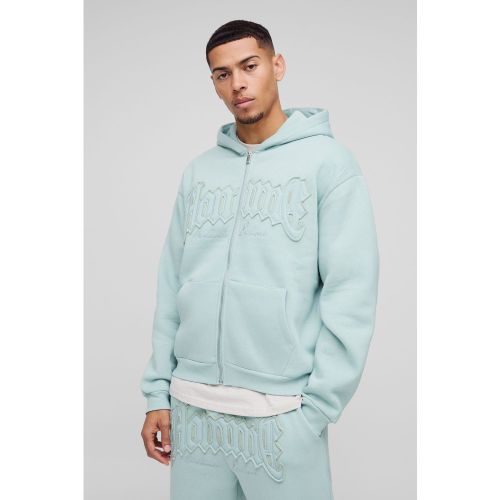 Sweat à capuche oversize zippé à écusson homme - S - Boohooman - Modalova
