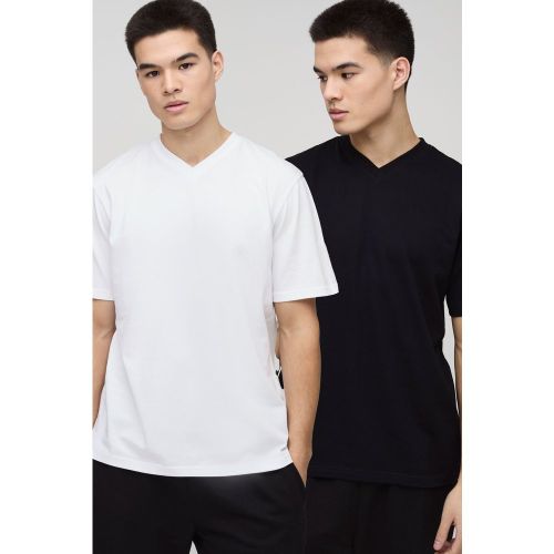 Lot de 2 t-shirts à col V - S - Boohooman - Modalova
