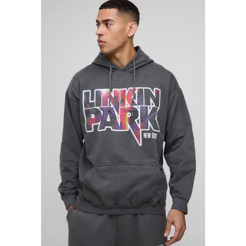 Sweat à capuche oversize délavé à imprimé Linkin Park - S - Boohooman - Modalova