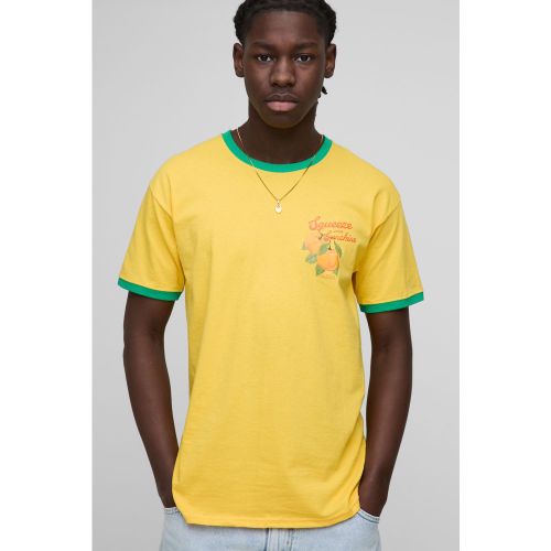 T-shirt droit à imprimé citron - S - Boohooman - Modalova