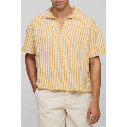 Polo oversize rayé à col V - S - Boohooman - Modalova