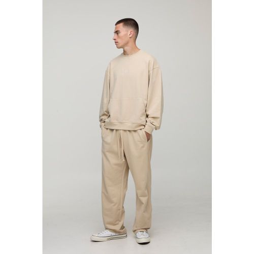 Oversized Boxy Loopback MAN Script Embroidered Extended Neck Sweatshirt - S - Boohooman - Modalova