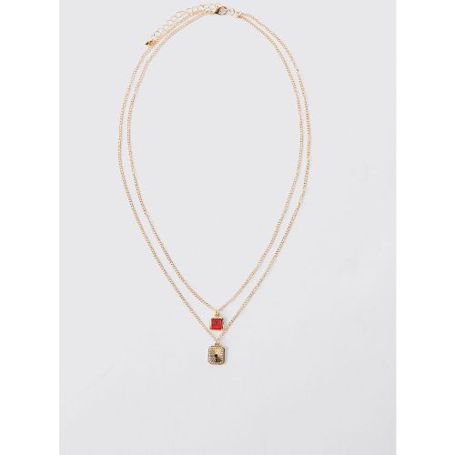 Collier à chaînes multiples et pierres fantaisie - ONE SIZE - Boohooman - Modalova