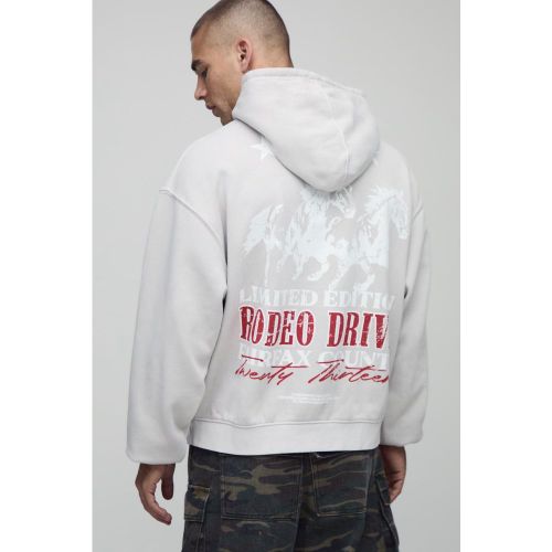 Sweat à capuche oversize délavé à imprimé western - S - Boohooman - Modalova