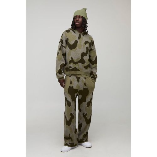 Survêtement oversize en maille brossée à imprimé camouflage - S - Boohooman - Modalova