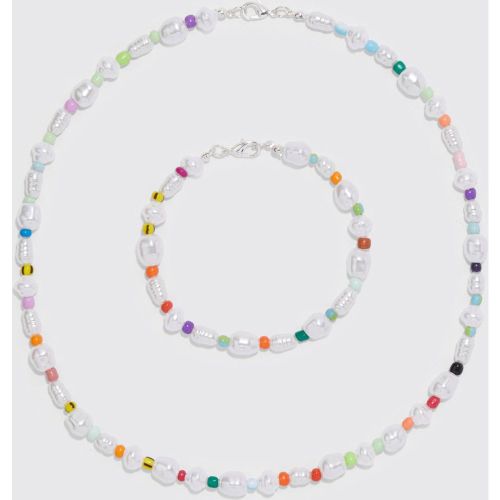 Ensemble perlé avec collier et bracelet - ONE SIZE - Boohooman - Modalova