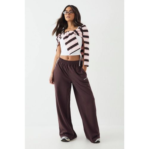 Jogging à Jambes Larges Taille Moyenne avec Détails de Passepoil | Taille Large - DSGN Studio - Modalova