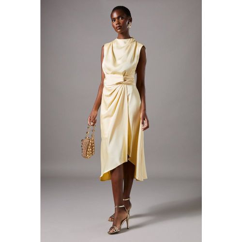 Robe Mi-Longue en Satin avec Taille Torsadée | Taille 40 - Coast - Modalova