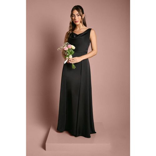 Robe de Demoiselle d'Honneur Longue en Satin à Col Bénitier sans Manches Honoured | Taille 48 - Coast - Modalova