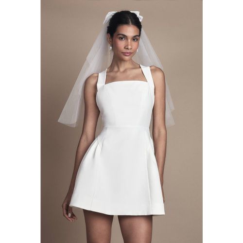 Petite Robe de Mariée Mini Structurée en Crêpe avec Nœud au Dos | Taille 46 - Coast - Modalova