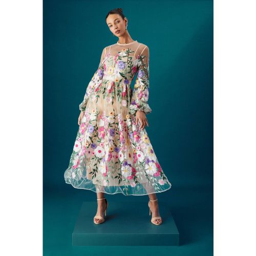 Robe Maxi Brodée à Manches Longues Muse | Taille 46 - Coast - Modalova