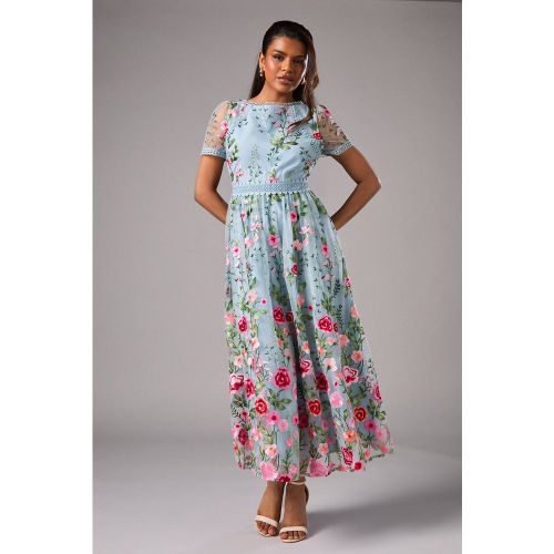 Robe Midi en Maille Brodée avec Finitions en Dentelle Petite Taille | Taille 38 - Coast - Modalova