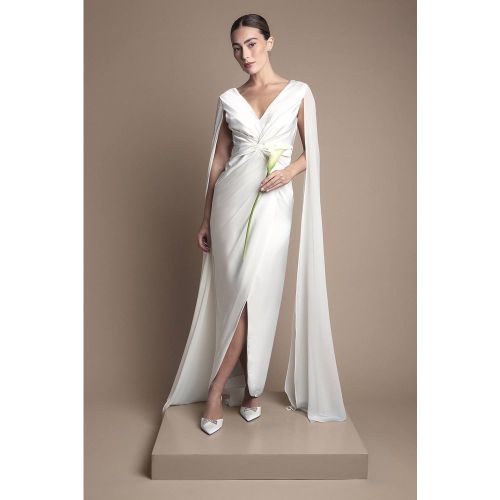 Robe de Mariée Longue en Satin à Manches Cape | Taille 46 - Coast - Modalova