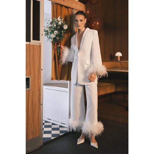 Blazer de Mariage Style Smoking à Revers Simple avec Garniture de Plumes | Taille 46 - Coast - Modalova