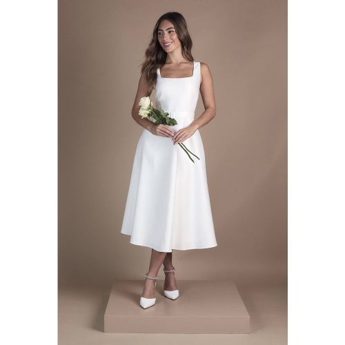 Robe de Mariée Mi-Longue en Sergé avec Ceinture | Taille 46 - Coast - Modalova