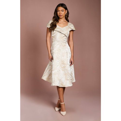 Robe Midi Évasée en Jacquard à Épaules Dénudées | Taille 46 - Coast - Modalova