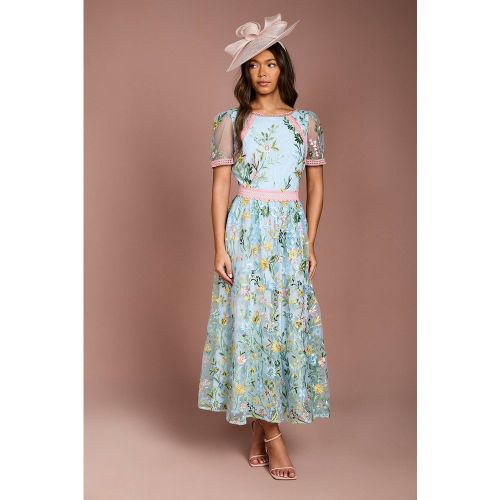 Robe Mi-longue en Maille Brodée avec Détails de Dentelle | Taille 46 - Coast - Modalova