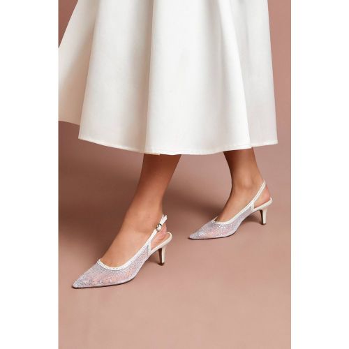 Escarpins de Mariée Sara en Maille avec Strass et Talon Chaton à Bride Arrière | Taille 41 - Coast - Modalova
