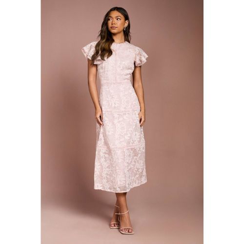 Robe Mi-Longue Étagée en Dentelle Pailletée | Taille 46 - Coast - Modalova