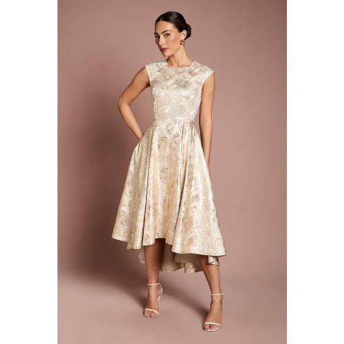 Robe Midi Jacquard à Manches Courtes et Ourlet Asymétrique | Taille 44 - Coast - Modalova