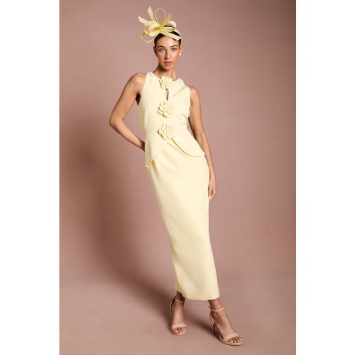 Robe Crayon Lisa Tan en Crêpe avec Détail Rosette et Basque | Taille 44 - Coast - Modalova