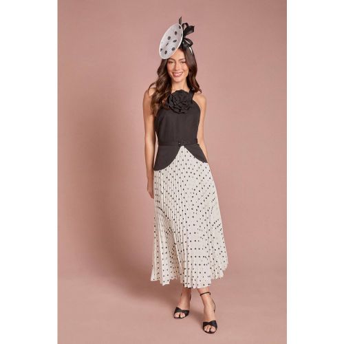 Robe Midi Plissée À Imprimé À Pois Avec Détail Corsage À Basque Petite Lisa Tan | Taille 36 - Coast - Modalova