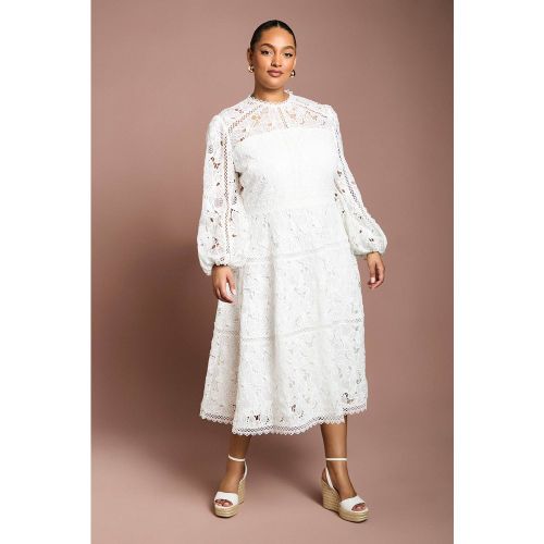 Robe Grande Taille À Manches Longues Avec Empiècements En Dentelle | Taille 48 - Coast - Modalova
