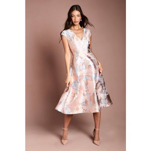 Robe Midi Jacquard À Décolleté Plongeant | Taille 40 - Coast - Modalova