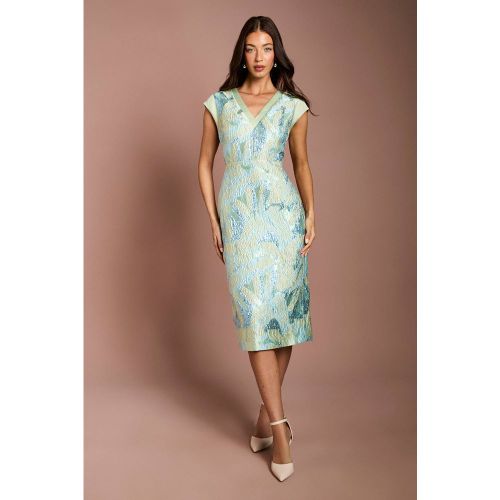 Robe Crayon À Col V Contrasté En Jacquard | Taille 40 - Coast - Modalova