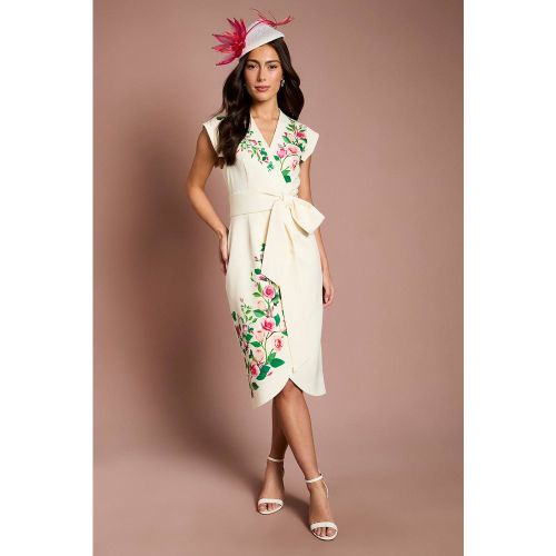 Robe Midi Ajustée Lisa Beige À Taille Nouée Portefeuille | Taille 46 - Coast - Modalova