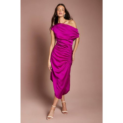 Robe Mi-Longue Asymétrique en Satin Froncé à Une Épaule | Taille 38 - Coast - Modalova