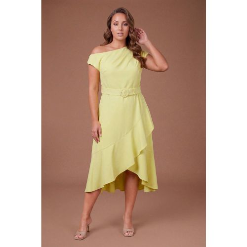 Robe Midi Grande Taille En Crêpe Avec Détail Volant Aux Épaules Drapées | Taille 48 - Coast - Modalova