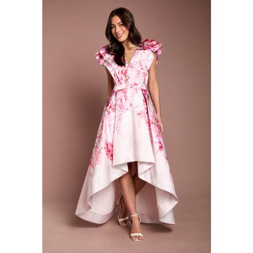 Robe Midi Imprimée À Col V Et Manches À Volants | Taille 36 - Coast - Modalova