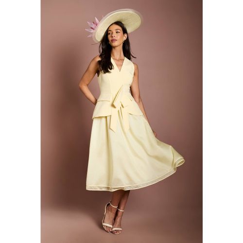 Robe Midi Lisa Tan En Crêpe Avec Détail Nœud Et Style Gilet | Taille 46 - Coast - Modalova