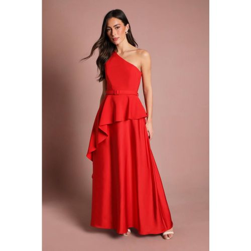 Robe Longue Satinée À Une Épaule Avec Détail De Volants | Taille 46 - Coast - Modalova