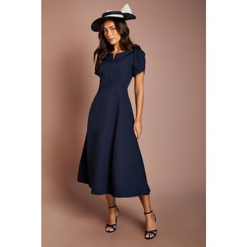 Robe Midi Lisa En Crêpe Tan Avec Nœuds Aux Épaules Et Jupe Ample | Taille 42 - Coast - Modalova