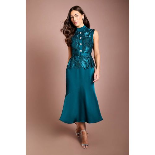 Robe Midi Sans Manches Avec Corsage En Dentelle Et Jupe En Satin | Taille 46 - Coast - Modalova