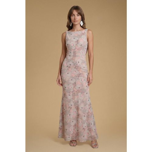 Robe Longue En Mousseline Imprimée Avec Dos Drapé En Dentelle | Taille 46 - Oasis - Modalova
