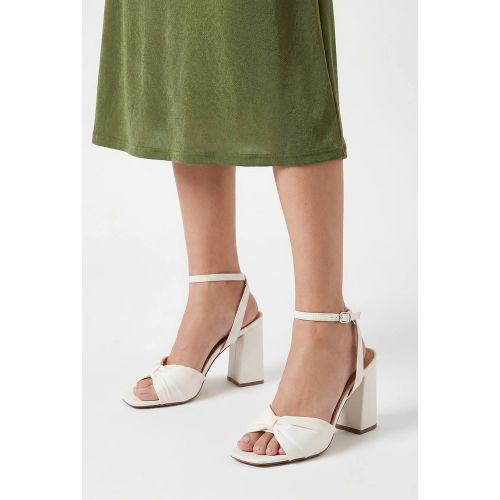 Sandales De Mariée Midyim En Satin Froncé À L'avant Avec Talon Haut Bloc | Taille 8 - Oasis - Modalova