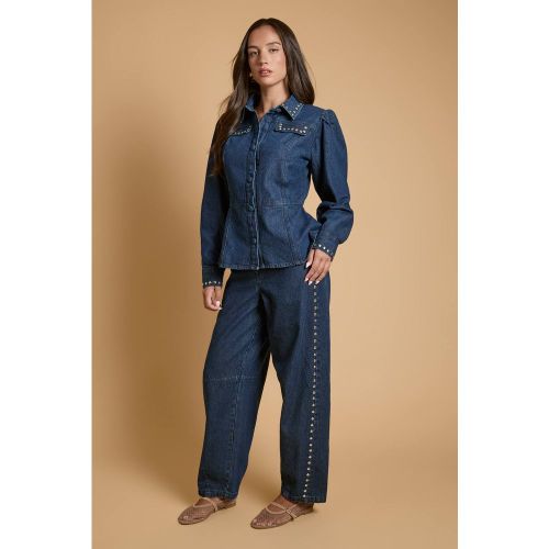 Jean Jambe Tonneau Premium Avec Détails Cloutés | Taille 18 - Oasis - Modalova