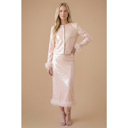 Jupe Midi À Sequins Avec Bordure De Plumes | Taille 46 - Oasis - Modalova