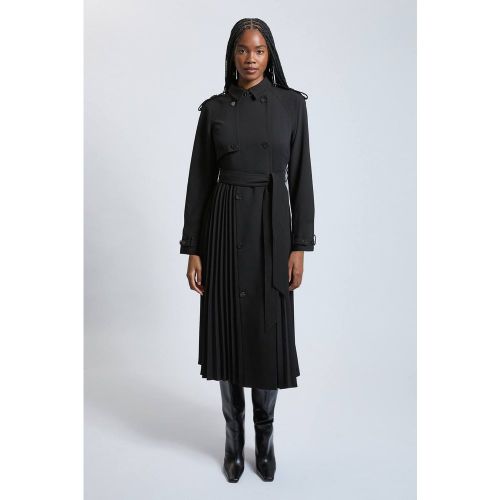 Trench-coat Ceinturé à Détails de Pli Sur Mesure | Taille 14 - KarenMillen - Modalova